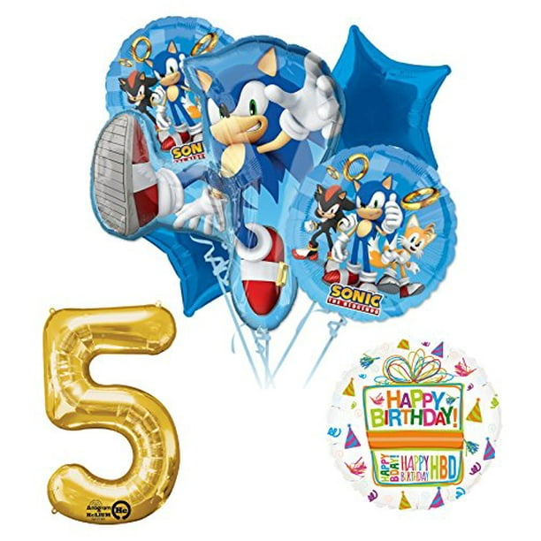Sonic The Hedgehog 5 Piece Balloon Set Helium Foil Balloon Birthday Party Decora